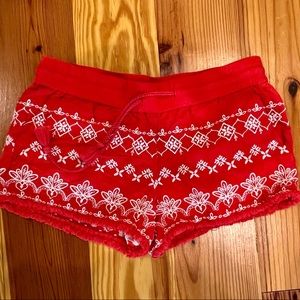 Ann Taylor LOFT adorable red embroidered shorts